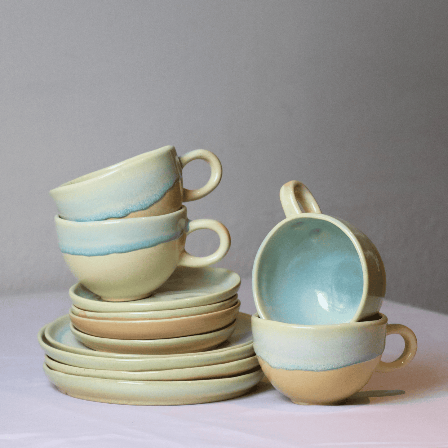 Praia 4er Set Tasse mit Untertasse und Kuchenteller
