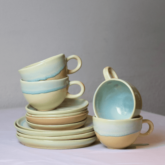 Praia 4er Set Tasse mit Untertasse und Kuchenteller