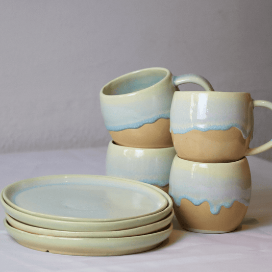 Praia Family 4er Set Becher mit Kuchenteller